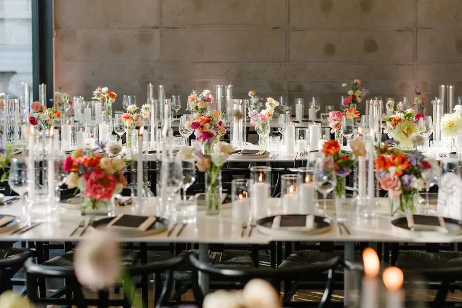 Andrea & Evan wedding florals at Clay at The Gardiner Museum by Mythology Floral Art, Toronto, photograph by Liza Litvinovich