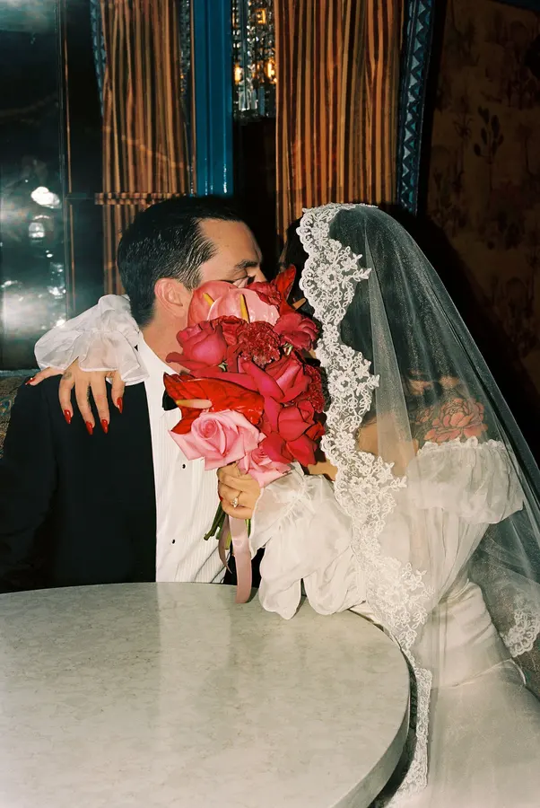 Emily & Aaron wedding florals at Piano Piano Restaurant and Standard Time by Mythology Floral Art, Toronto, photograph by Anthony Tuccitto