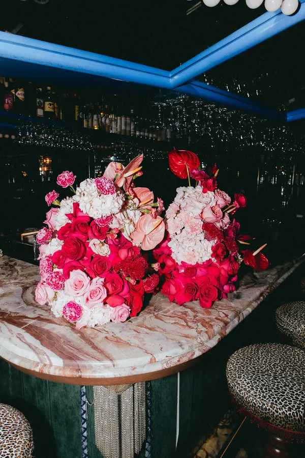 Emily & Aaron wedding florals at Piano Piano Restaurant and Standard Time by Mythology Floral Art, Toronto, photograph by Anthony Tuccitto