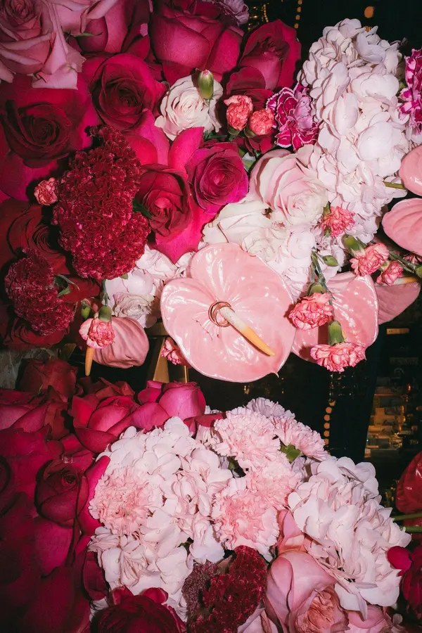 Emily & Aaron wedding florals at Piano Piano Restaurant and Standard Time by Mythology Floral Art, Toronto, photograph by Anthony Tuccitto