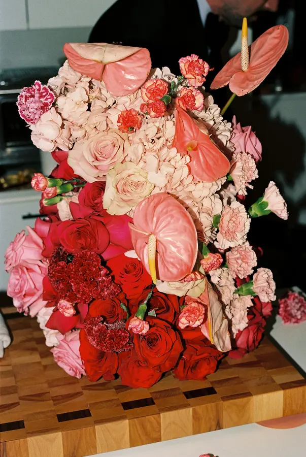 Emily & Aaron wedding florals at Piano Piano Restaurant and Standard Time by Mythology Floral Art, Toronto, photograph by Anthony Tuccitto