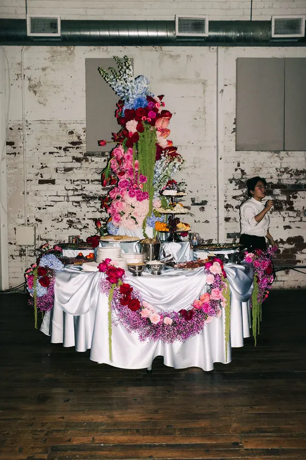 Emily & Aaron wedding florals at Piano Piano Restaurant and Standard Time by Mythology Floral Art, Toronto, photograph by Anthony Tuccitto