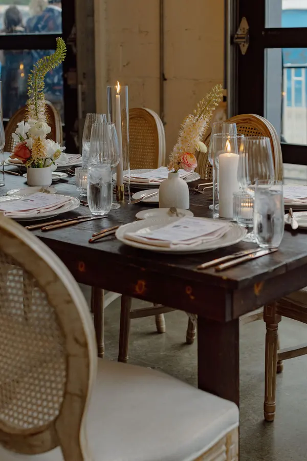 Jessie & Anthony wedding florals at Propellor Coffee by Mythology Floral Art, Toronto, photograph by Inna Yasinska