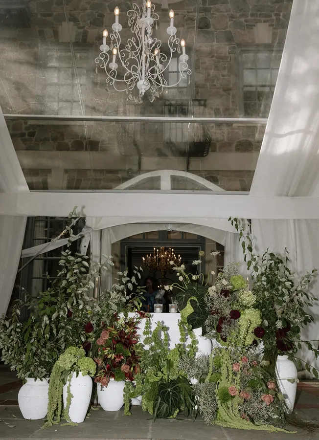 Nadia & Max wedding florals at Graydon Hall Manor by Mythology Floral Art, Toronto, photograph by Sara Kelly