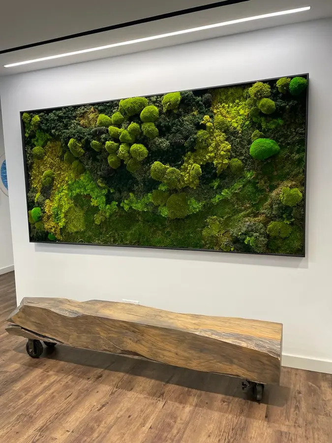 Preserved moss wall by Mythology Floral Art at 400 University Ave., Toronto