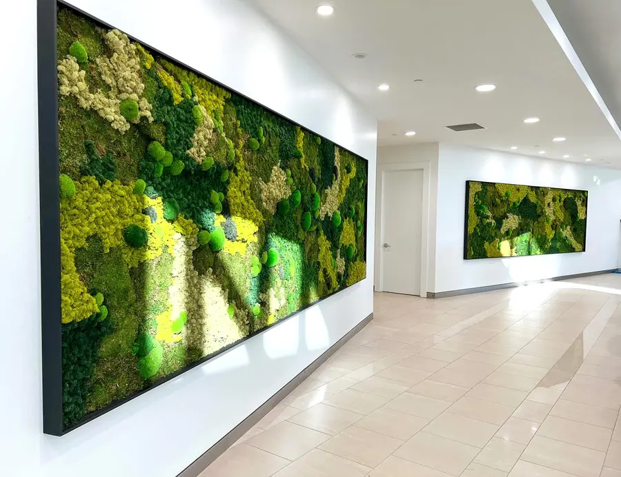 Preserved moss wall by Mythology Floral Art at 100 Milverton Dr., Mississauga