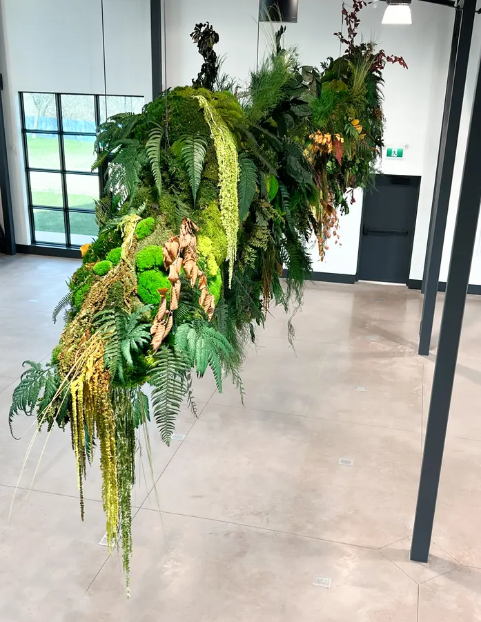 Preserved moss wall by Mythology Floral Art at 985 Jim Tovey Blvd., Mississauga