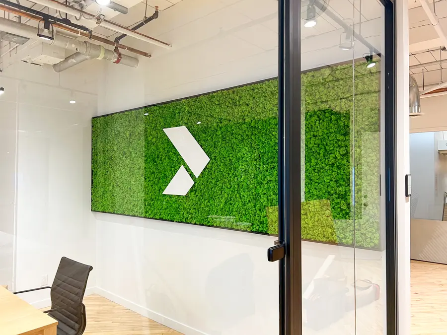Preserved moss wall by Mythology Floral Art at 401 Richmond St. West, Toronto