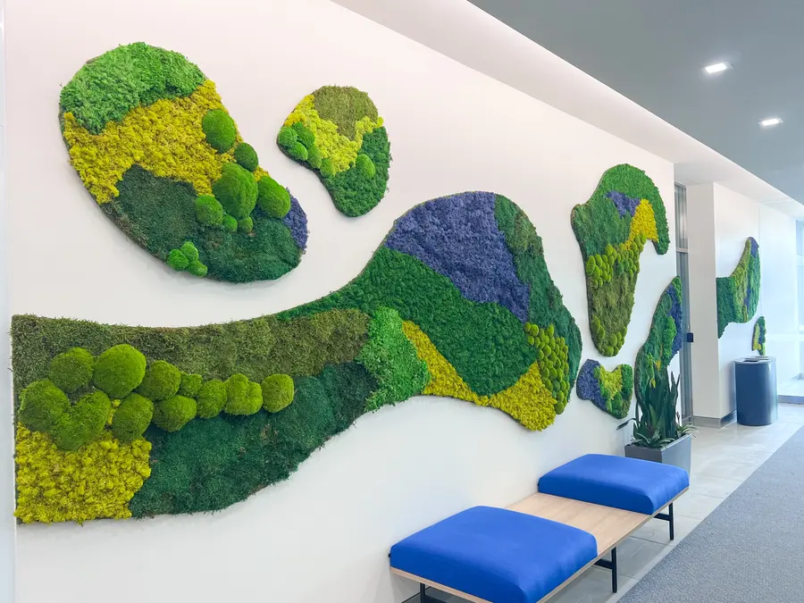 Preserved moss wall by Mythology Floral Art at 2425 Matheson Blvd. E., Mississauga