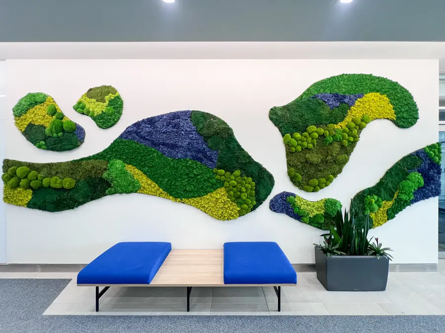 Preserved moss wall by Mythology Floral Art at 2425 Matheson Blvd. E., Mississauga