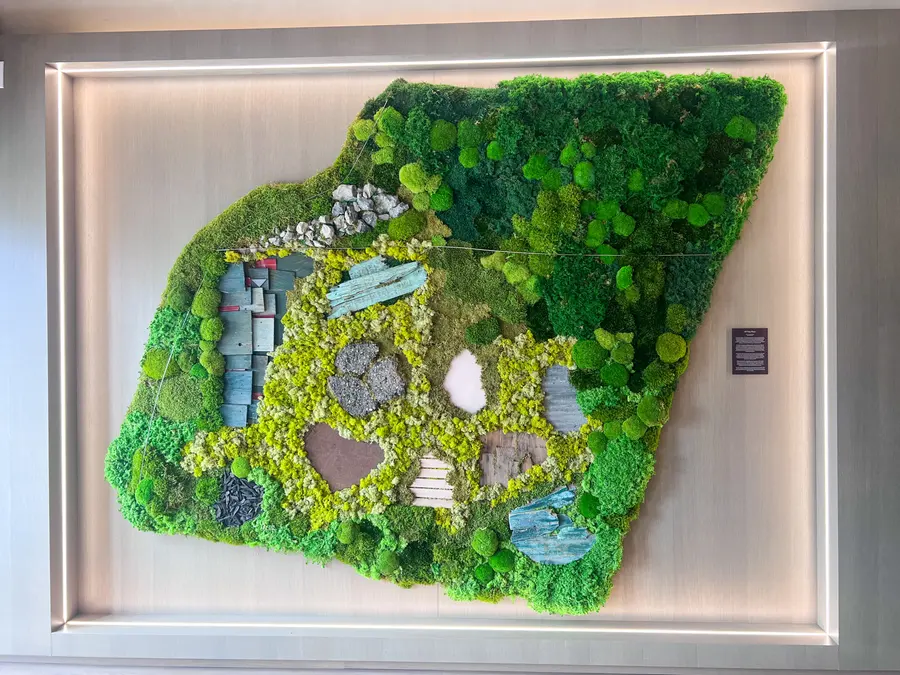 Preserved moss wall by Mythology Floral Art at Base 31, Prince Edward County